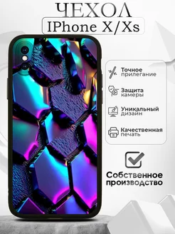 Чехол на iPhone X XS черный с принтом