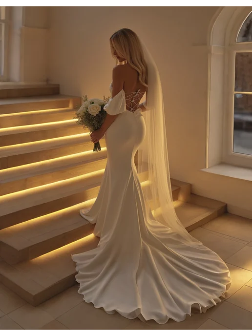 WedDay Фата свадебная не пышная со шлейфом, белый, фото 4