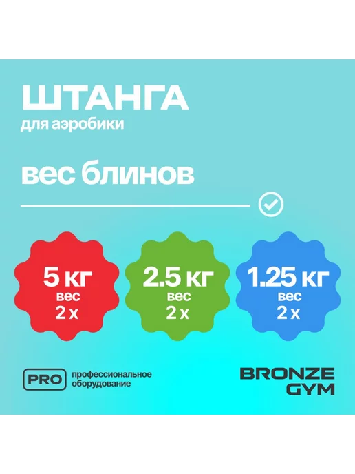 Bronze Gym Штанга Бодипамп (гриф, диски 2x1,25кг,2x2,5кг,2x5кг,замки), 2x1.25, 1,25 кг, фото 4
