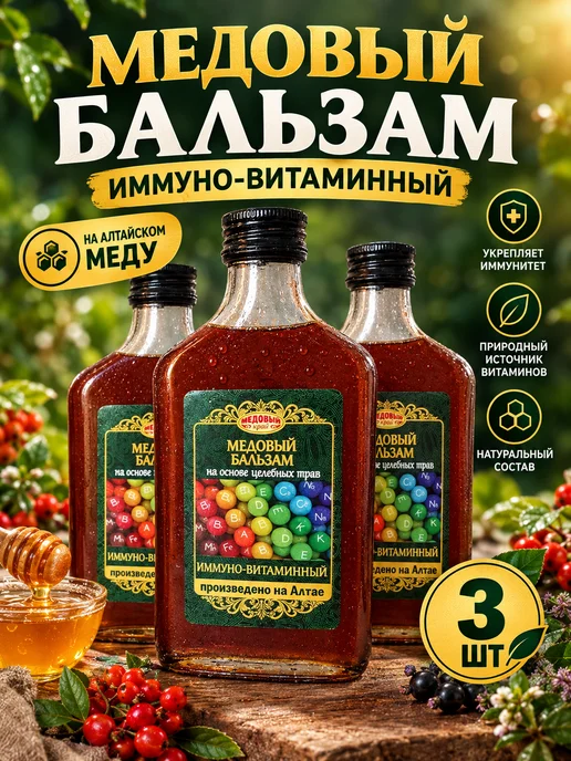 Медовый край Бальзам медовый иммуно-витаминный на травах 250 мл, 250 мл