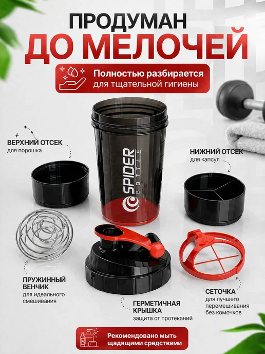Шейкер спортивный для протеиновых коктейлей 500 мл, 500 мл, фото 2