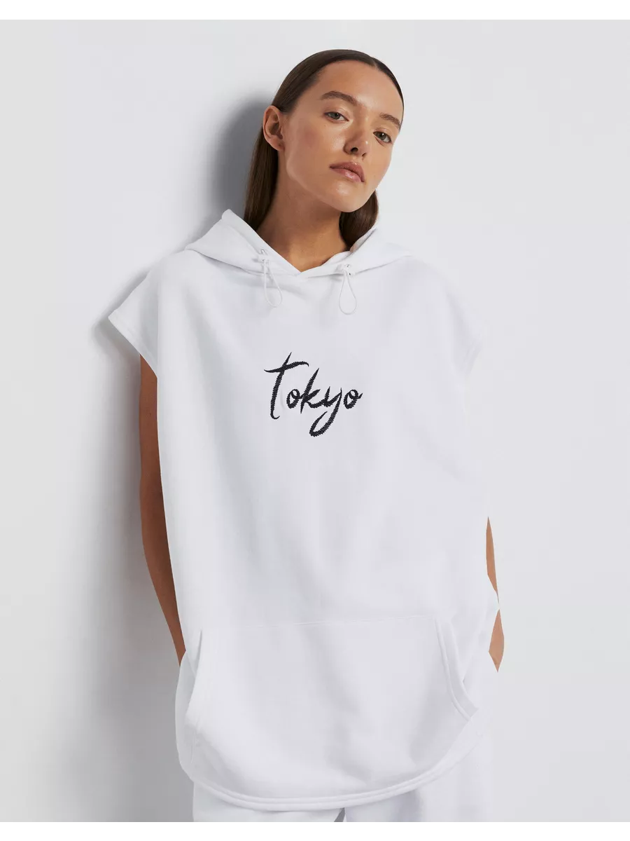 Белое худи superoversize без...
