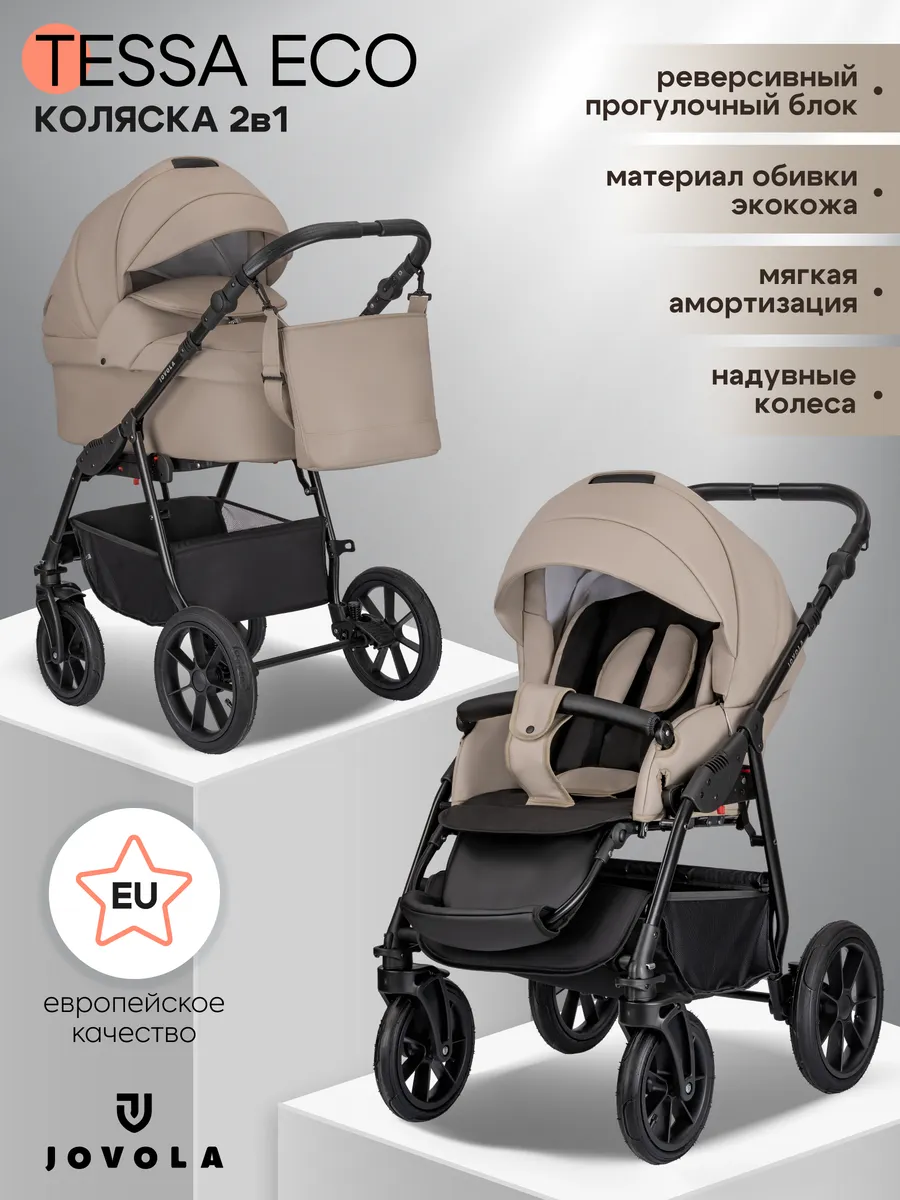 Коляска для новорожденных универсальная 2 в 1 Tessa Eco