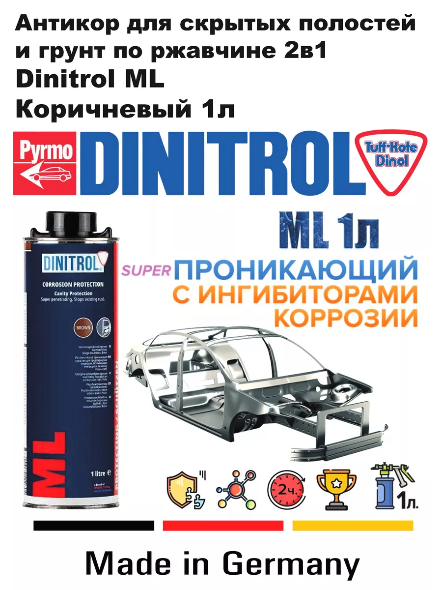 Антикор и Грунт 2 в 1 для скрытых полостей 1л. ML Dinitrol 225590952 купить  за 1 918 ₽ в интернет-магазине Wildberries