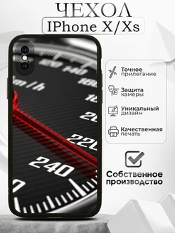 Чехол на iPhone X XS черный с принтом спидометр