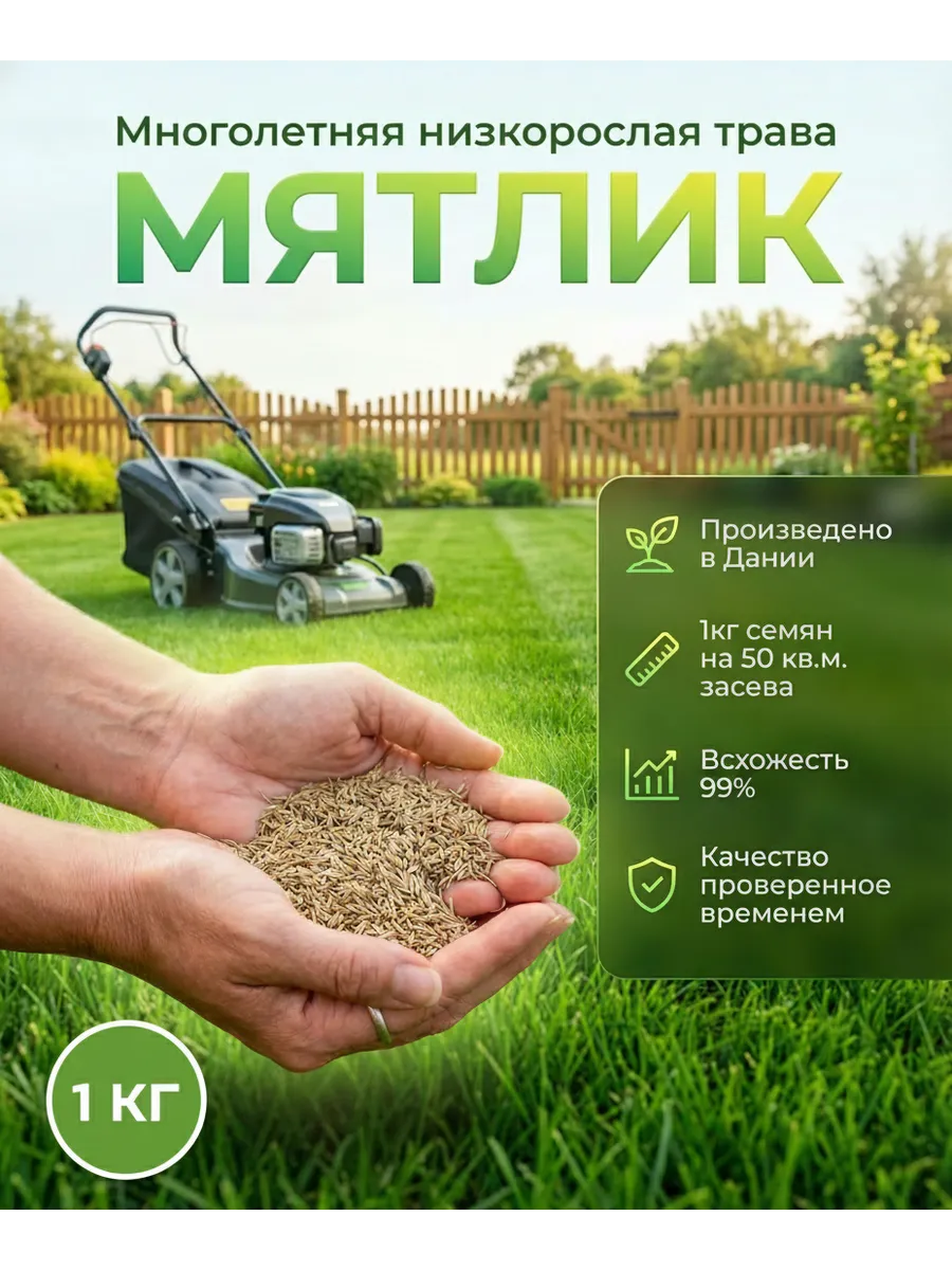 Газонная трава семена мятлик 1 кг
