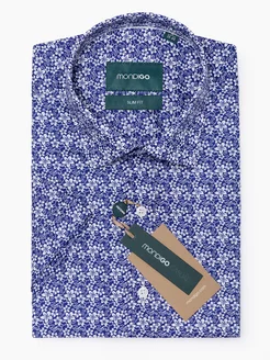 Рубашка мужская с короткими рукавами с принтом slim fit MONDIGO 225767171 купить за 1 752 ₽ в интернет-магазине Wildberries