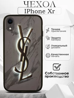 Чехол на iPhone Xr черный с принтом бренд