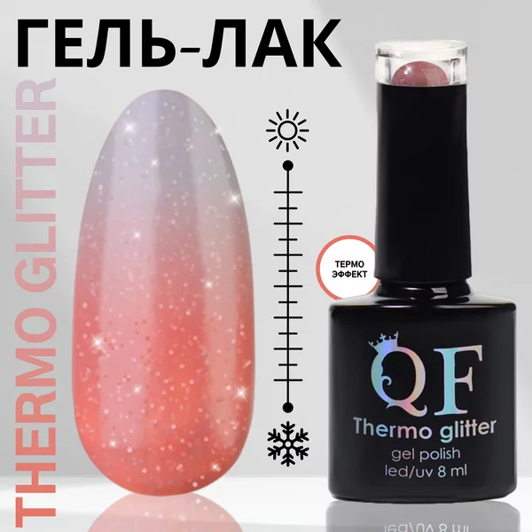 Гель лак для ногтей термо меняющий цвет розовый белый