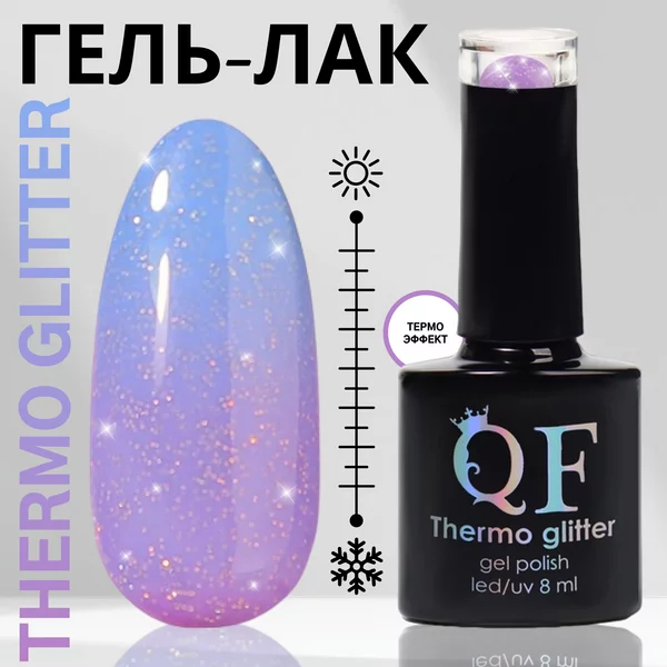 Гель лак для ногтей термо меняющий цвет фиолетовый