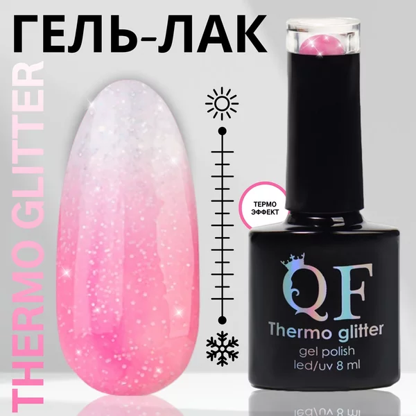Гель лак для ногтей термо меняющий цвет белый розовый