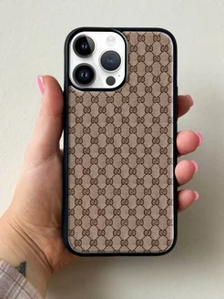 Чехол на iPhone 15 Pro Max с принтом Gucci цвет коричневый