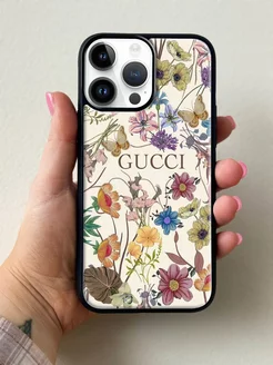 Чехол на iPhone 14 Pro Max с принтом Gucci цвет белый