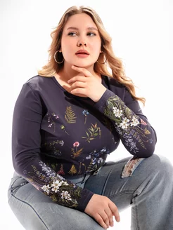 Лонгслив PLUS Size с принтом MF 226007311 купить за 1 184 ₽ в интернет-магазине Wildberries