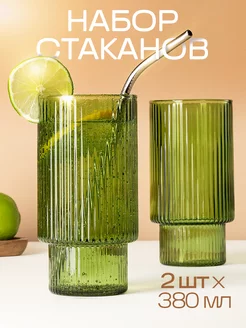 Набор стаканов 380мл на ножке 2шт цветное стекло зеленый Glasson. 226038512 купить за 686 ₽ в интернет-магазине Wildberries