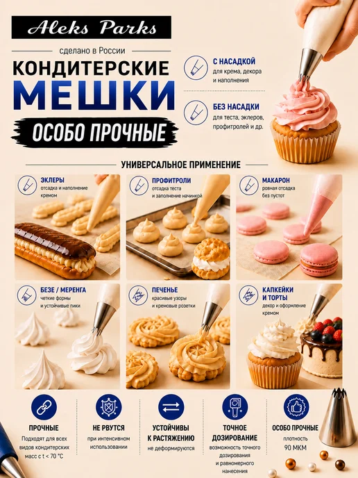 Aleks Parks Кондитерские мешки одноразовые 100 шт для крема большие, 100 шт, фото 3
