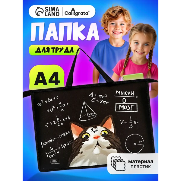 Папка сумка школьная для труда и тетрадей А4 с котиком