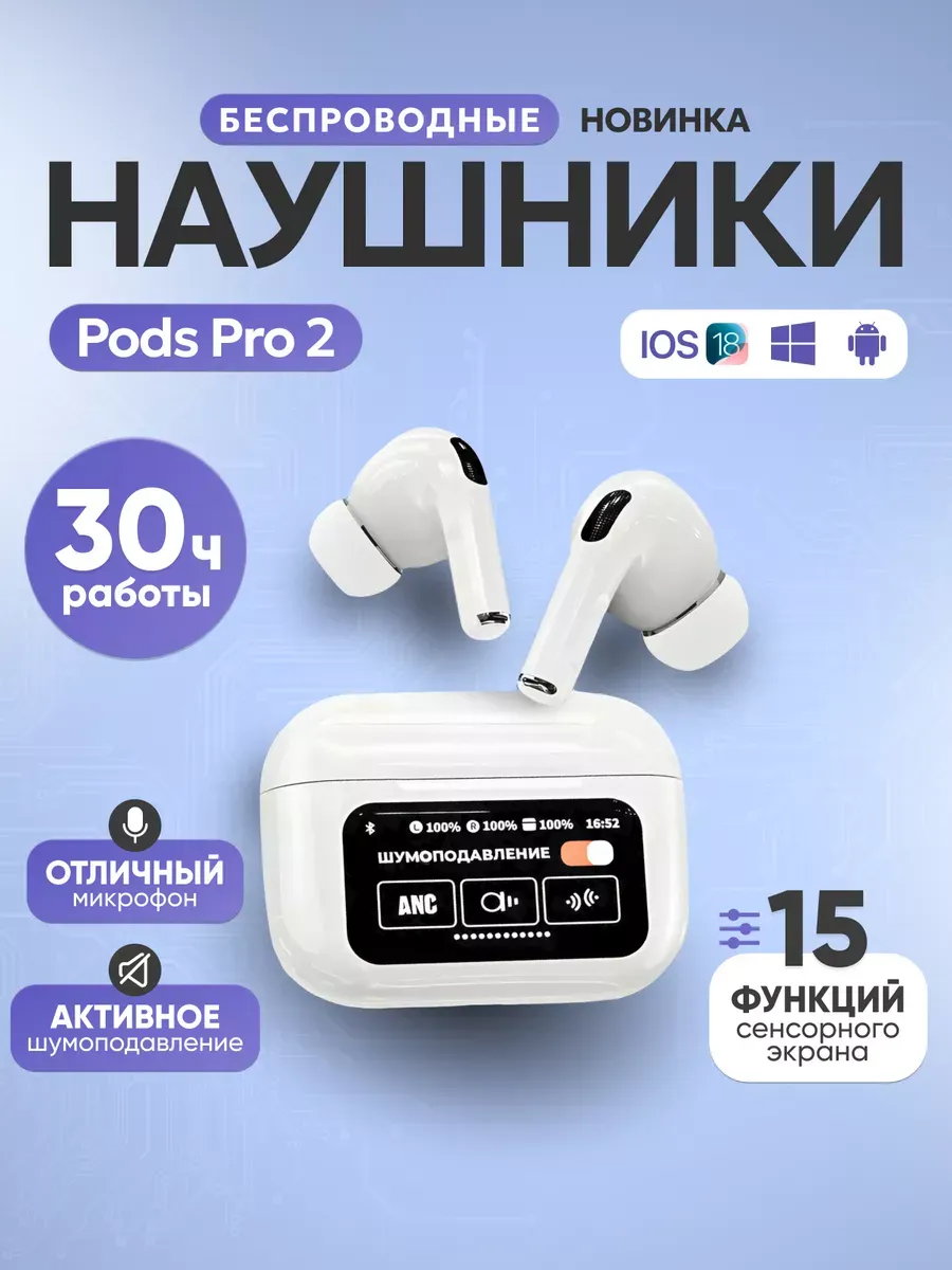 Наушники беспроводные airpods с сенсорным экраном