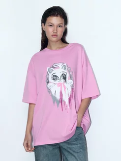 Футболка oversize хлопковая с принтом