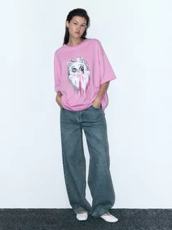 Футболка oversize хлопковая с принтом