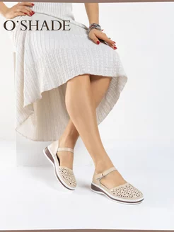 Туфли кожаные с перфорацией бежевые O`SHADE 226333574 купить за 3 130 ₽ в интернет-магазине Wildberries