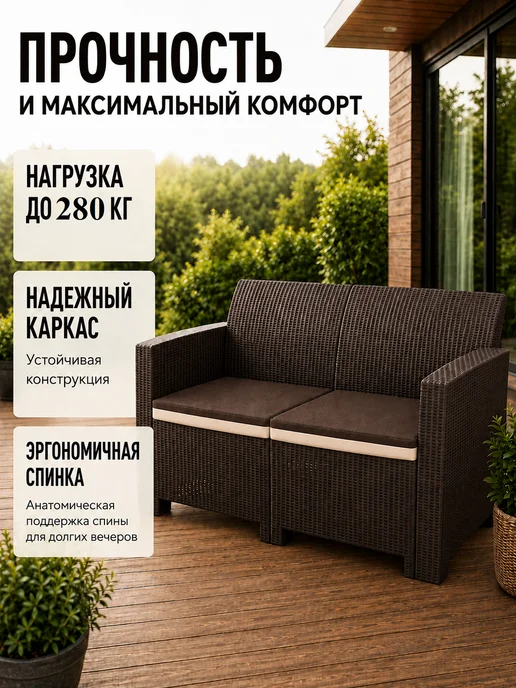 Мир Дачника Диван под искусственный ротанг "Калифорния", вариант, фото 2