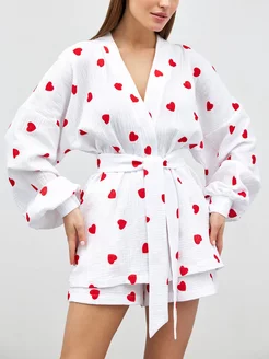 Костюм платье муслиновый вечерний с кимоно и шортами mimi pajamas 226467230 купить за 1 518 ₽ в интернет-магазине Wildberries