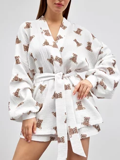 Костюм платье муслиновый вечерний с кимоно и шортами mimi pajamas 226469728 купить за 1 445 ₽ в интернет-магазине Wildberries