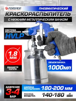 Краскораспылитель с нижним бачком 1000 мл, сопло 1.8 мм FORSAGE 226480158 купить за 1 272 ₽ в интернет-магазине Wildberries