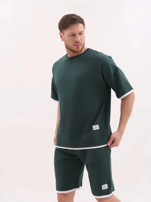 LVT FASHION Костюм футболка шорты летний, зеленый