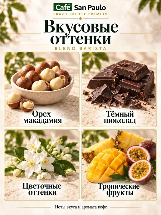 San Paulo Кофе в зернах 1 кг BLEND BARISTA (Бразильский Эспрессо), 1 кг, фото 4