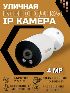 Уличная камера видеонаблюдения IP POE 4 Мп с микрофоном