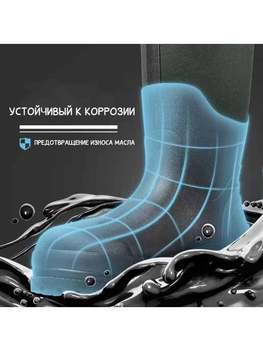 HISEA Сапоги резиновые черный, серый, фото 4