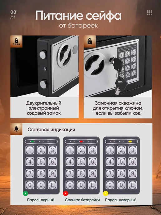 ЦЕНТР РАСПРОДАЖ Сейф с электронным кодовым замком для денег и документов, черный, фото 3