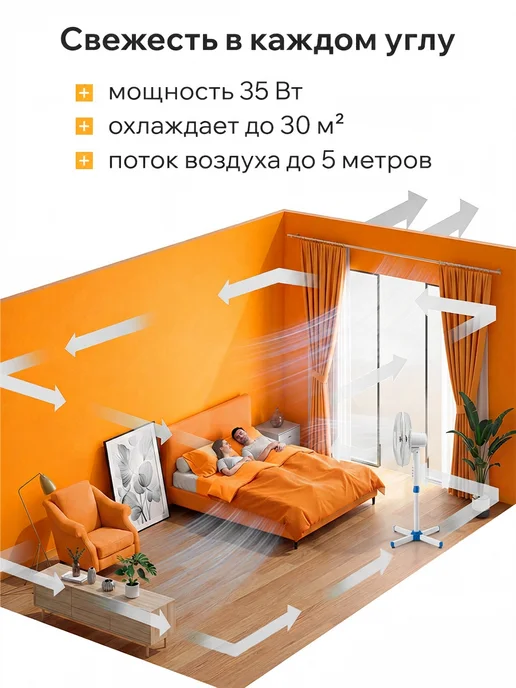 Classmark Мощный вентилятор напольный для дома и офиса, вариант, фото 2