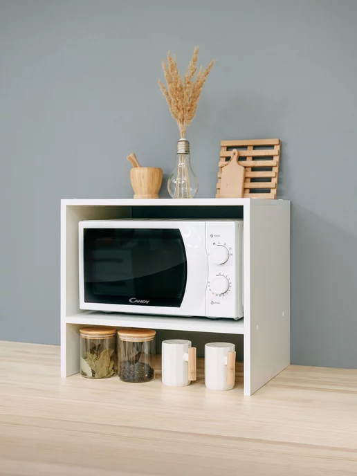 Our home Полка - подставка настольная для микроволновки на кухню, белый, в упаковке 6 кг, фото 4