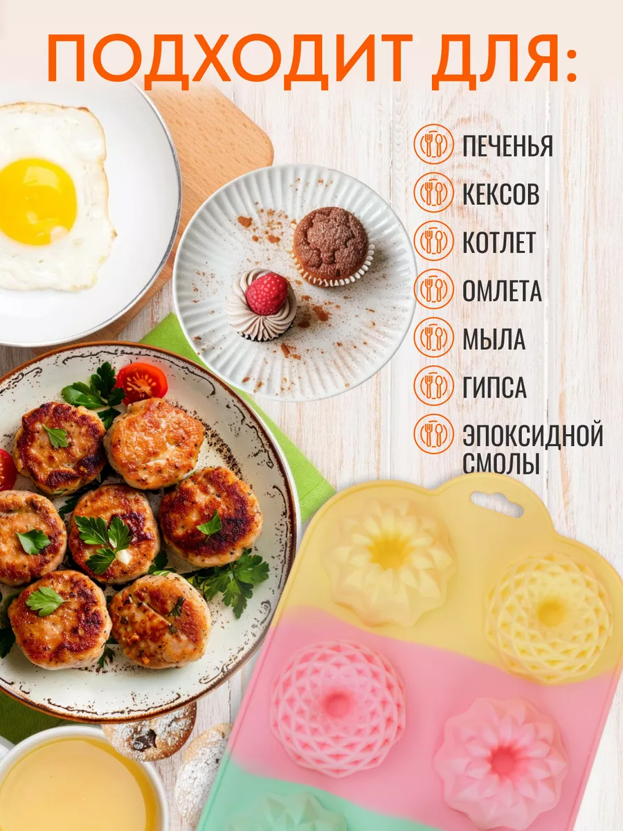 Силиконовая форма Цветы для мыловарения и выпечки