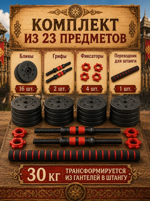 AbcAge Гантели разборные с грифом набор 20 кг, 30 кг, фото 2