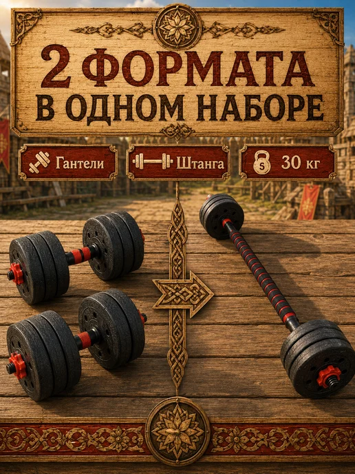 AbcAge Гантели разборные с грифом набор 20 кг, 30 кг, фото 3