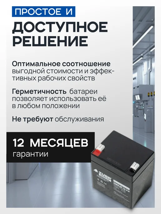 ZUBR Аккумулятор для ибп 12v 4.5Ah F2 T2 детской машины, фонарика, вариант, фото 6