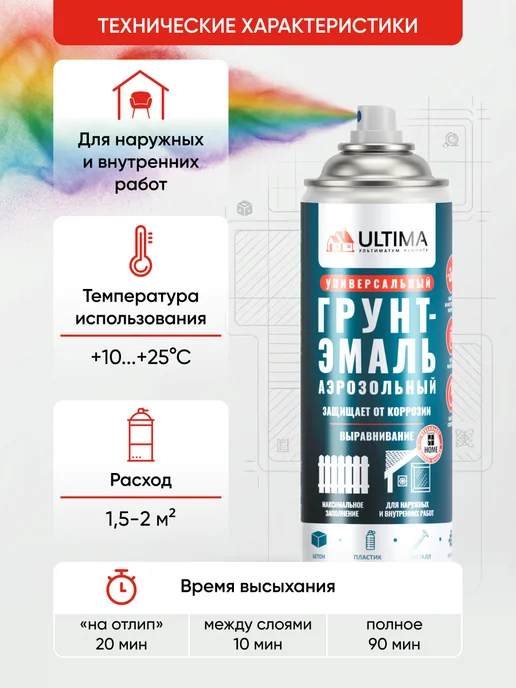 Ultima. Аэрозольный грунт адгезионный, белый, фото 6