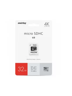 micro SDHC карта памяти 32GB PRO U3 (с адаптером SD)