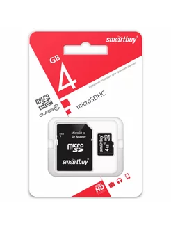 micro SDHC карта памяти 4GB Class 10 (с адаптером SD)