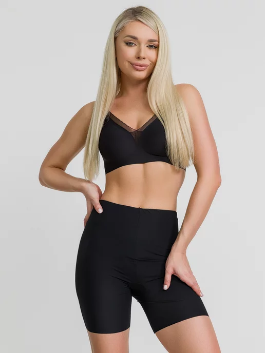 fierlla Трусы шорты панталоны на высокой посадке бесшовные, черный, фото 3