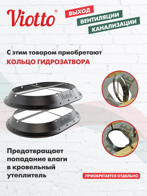 viotto Вентиляционный выход канализации для плоской кровли чёрный, черный, фото 6