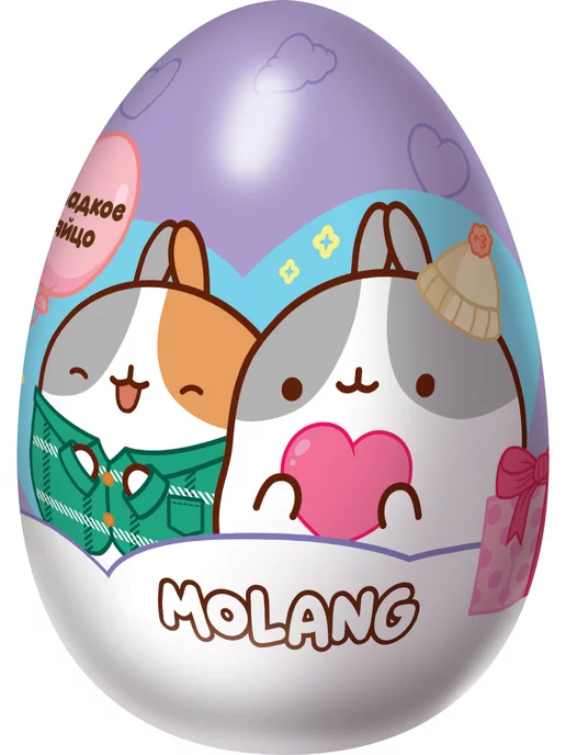 Конфитрейд Гигантское Шоколадное яйцо Molang c подарком, 6 шт по 70г, 6 шт, 70 г, фото 2