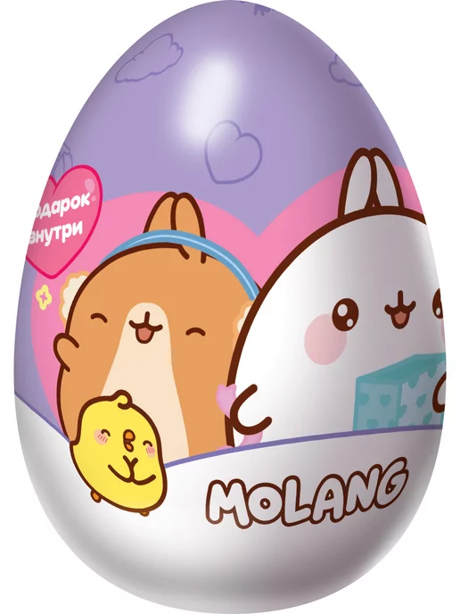 Конфитрейд Гигантское Шоколадное яйцо Molang c подарком, 6 шт по 70г, 6 шт, 70 г, фото 3