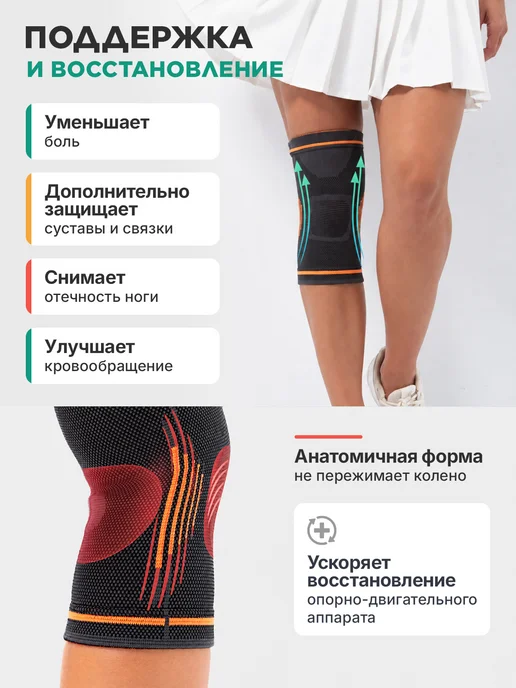 OrthoPro Бандаж на колено наколенник ортопедический для суставов, черный, фото 3