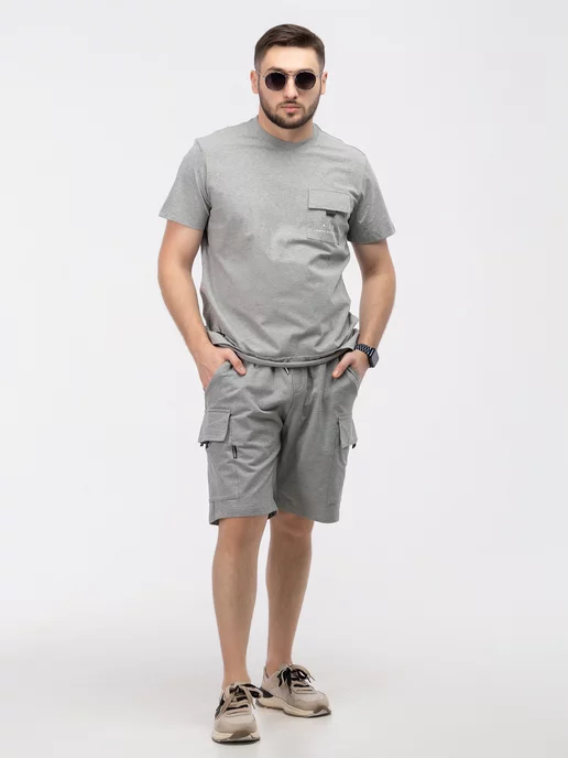 Urbano Wear Костюм спортивный летнийArmani Exchange шорты с футболкой, серый, фото 5
