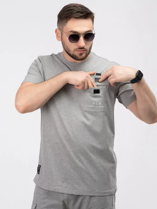 Urbano Wear Костюм спортивный летнийArmani Exchange шорты с футболкой, серый, фото 6